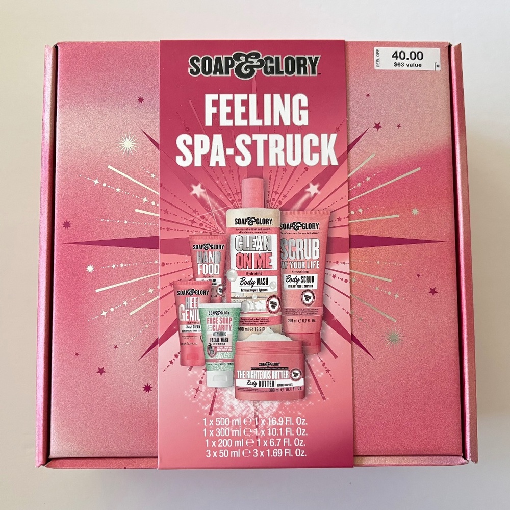 Soap & Glory Feeling Spa-Struck Gift Set - body wash, scrub, butter, facial wash